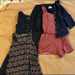 Abercrombie dress and Hollister jumpsuits